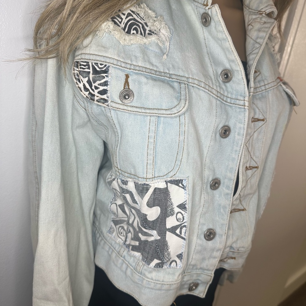 Vintage Daily Jeans Patchwork Style Button Ups Ra… - image 3